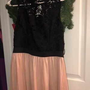Black and pink laced knee high dress